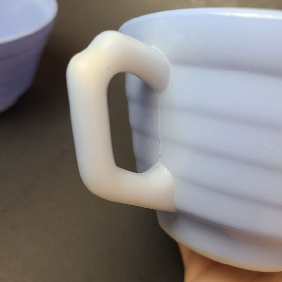 Lot (3) Vintage Hazel Atlas Platonite Moderntone Sugar Bowl & Two Cups Mugs - Picture 8 of 15